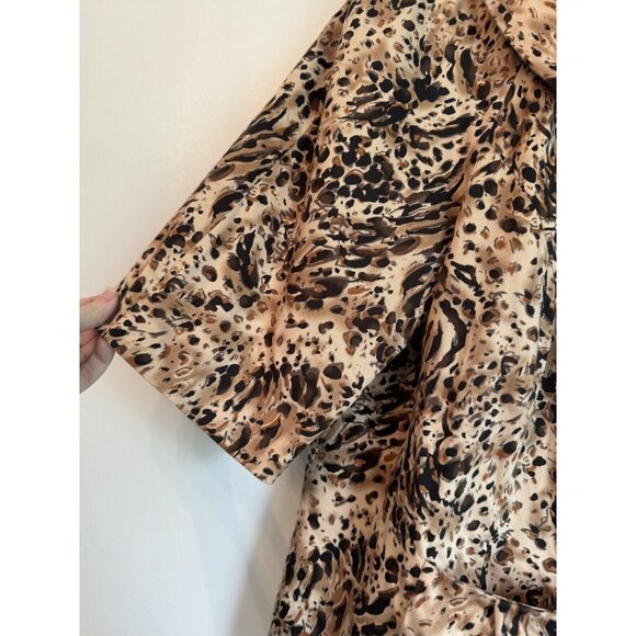 Chaus Women Animal Print Blazer 16W Brown Single Breast Cotton Blend Exotic - Picture 5 of 11